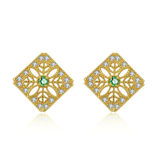 Natural emerald lace earrings earrings