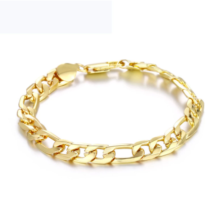 8 Inches Curb Cuban Chain Gold Color Bracelets For Men