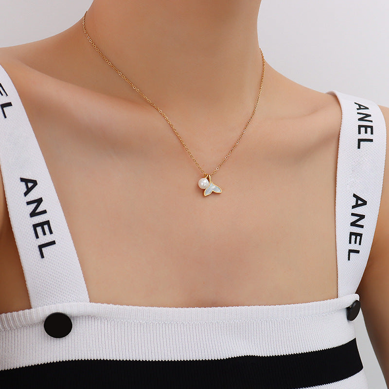 Mode gehobenen Schmuck Perle Whale Tail Cameo Shell Charms Kette Choker Halsketten Anhänger für Frauen