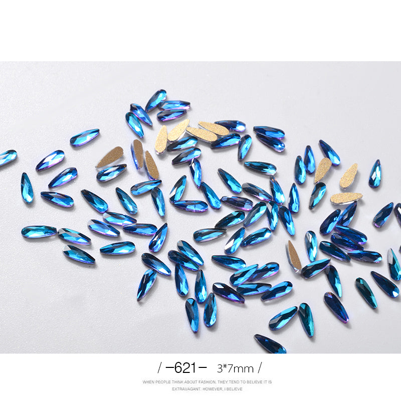 10 Stück 3D-Nagelkunst-Strasssteine, lang, wassertropfenförmig, Glitzer, Nagelkunst-Dekorationen, Accessoires, Nagelzubehör