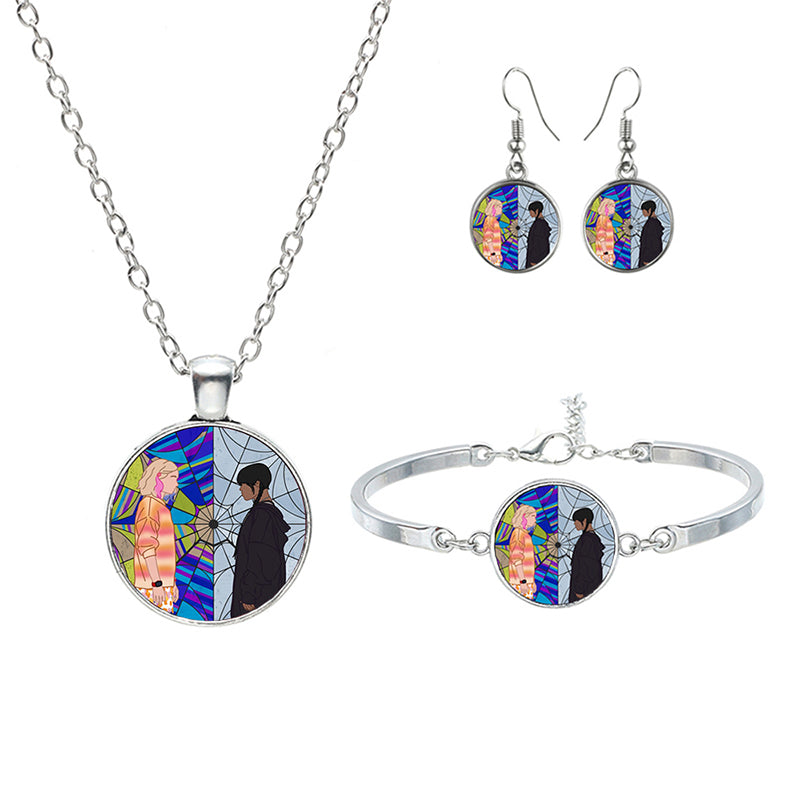 2023 neue Mittwoch Glas Schmuck Sets Für Frauen Mädchen Handgemachte Trendy Halsketten Armbänder Ohrringe Party Geschenk