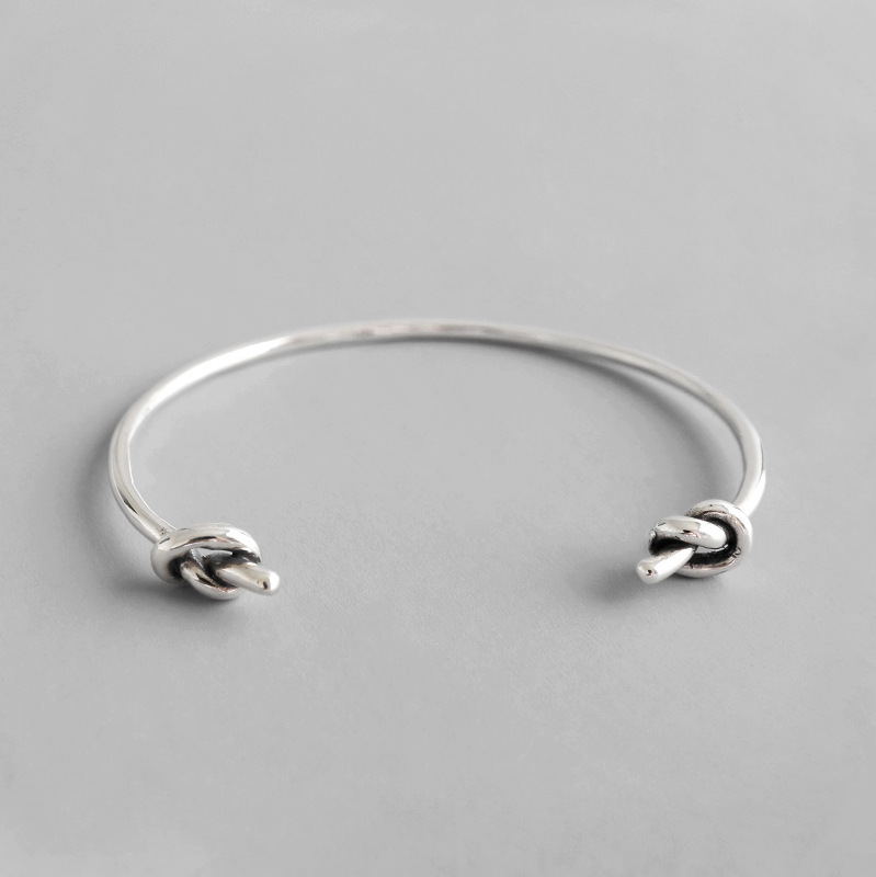 925 Sterling Silver Bangles Women Double Knot Bracelets