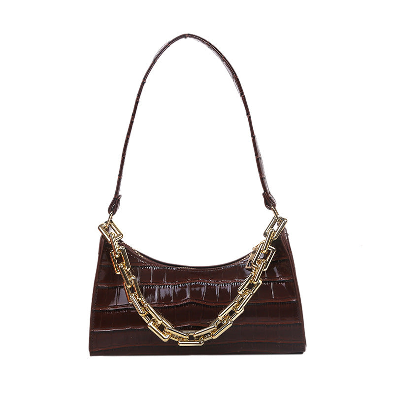 Chained One-Shoulder Woman Bag With Armpit Baguette Bag