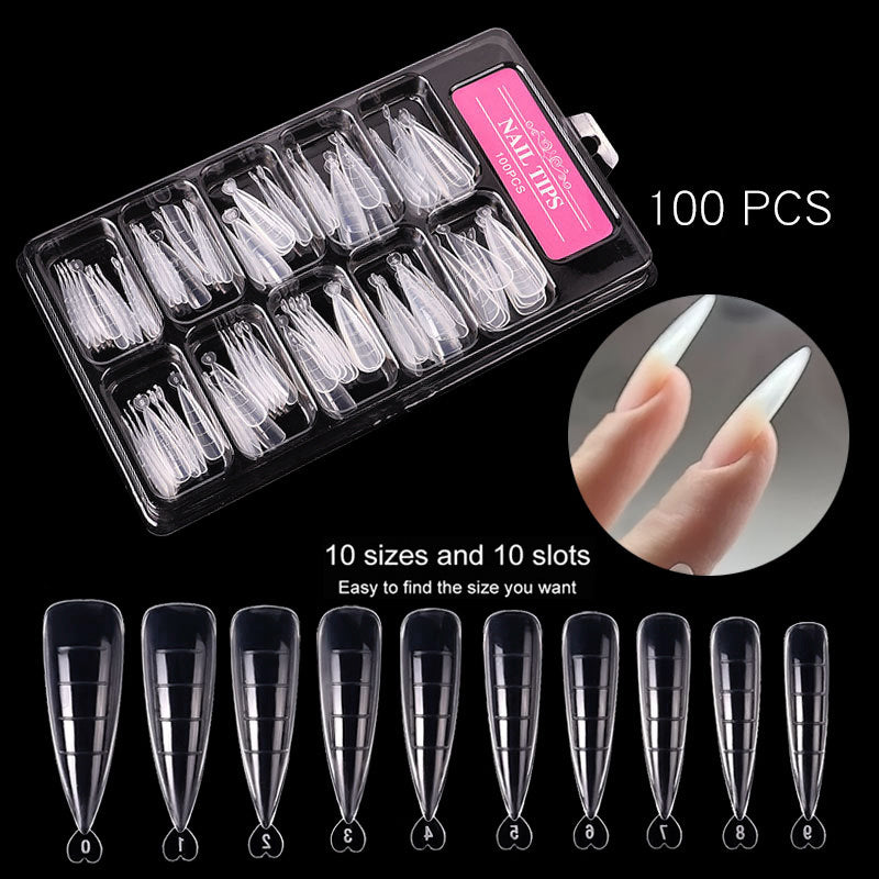 Nail Art Sheets Ultra-thin Non-marking Water Drop Pointed Ballet Coffin Trapezoid  Sheets 100 Pieces Box  Sheets with Scale