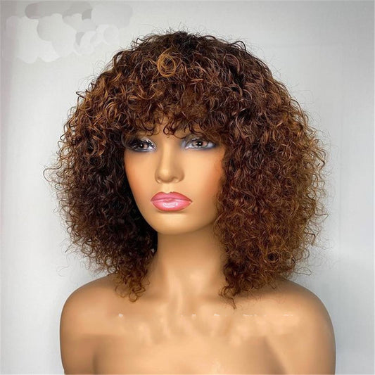 Peluca de pelo corto y rizado pequeño africano negro para mujer Peluca de pelo largo Pelo corto y rizado