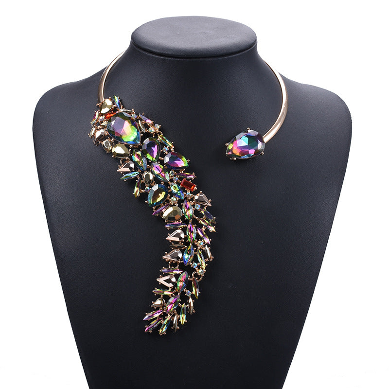 Colorful Rhinestones Chokers Necklaces Fashion Trend Crystals Necklaces Fine Jewelry Accessories for Women