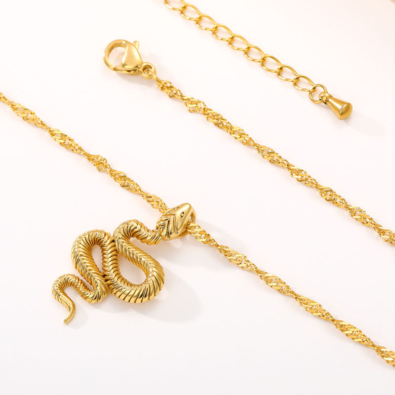 Stainless Steel Snake Necklaces For Women Men Gold Silver Color Zodiac Animal Neck Chain Male Female Pendant Necklace Jewelry