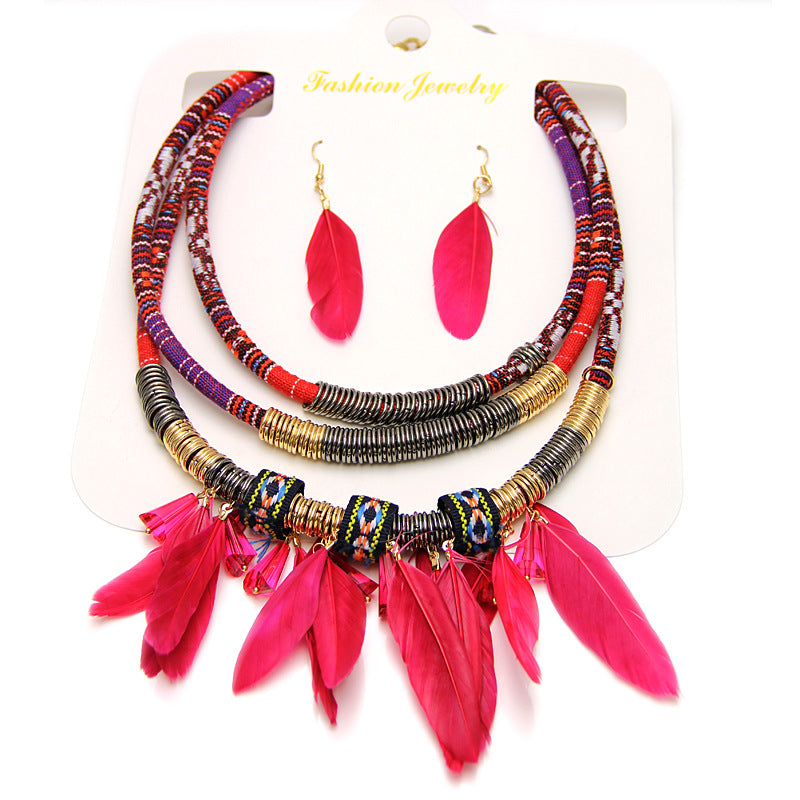 European and American popular necklaces, feather pendants, wholesale, necklaces and earrings