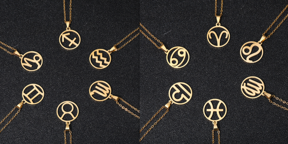 12 Horoskop-Anhänger-Halsketten für Frauen