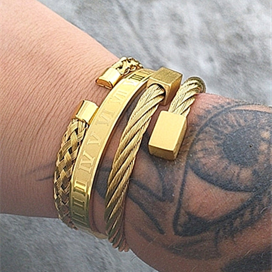 Three stainless steel bracelets