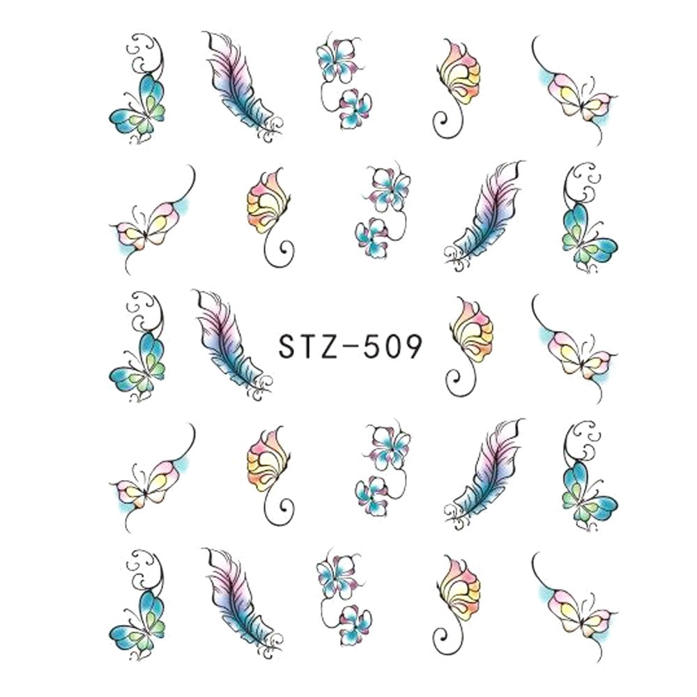 1 stücke Nagel Aufkleber Schmetterling Blume Wasser Transfer Aufkleber Sliders für Nail art Dekoration Tattoo Maniküre Wraps Werkzeuge Spitze JISTZ508