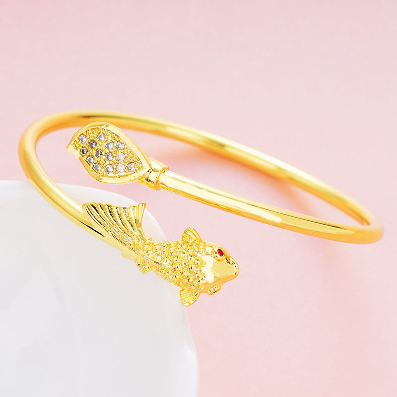 Gold Color Copper Bracelets for Women Charm Opening Bracele Fashion  jewelry