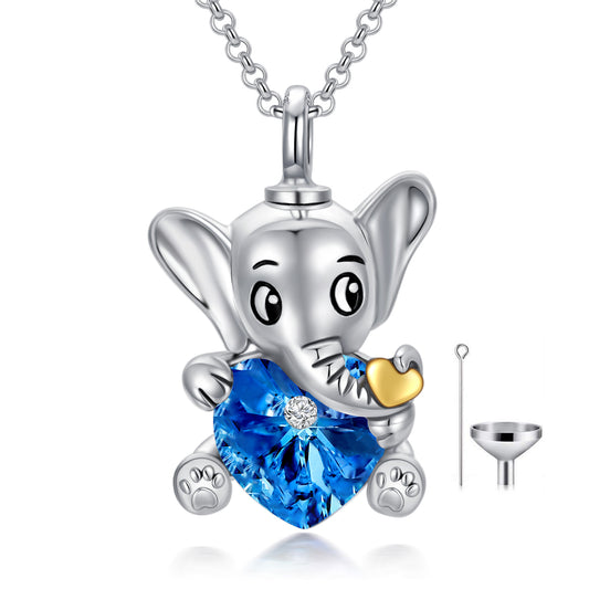 Elefanten-Urnen-Halskette, Sterlingsilber, Herz-Halskette für Feuerbestattung, Andenken, Schmuck, Geschenke für Frauen