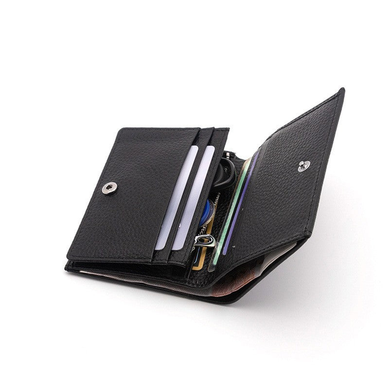 Short Genuine Leather Men's And Women's Wallet Vertical Multi Card