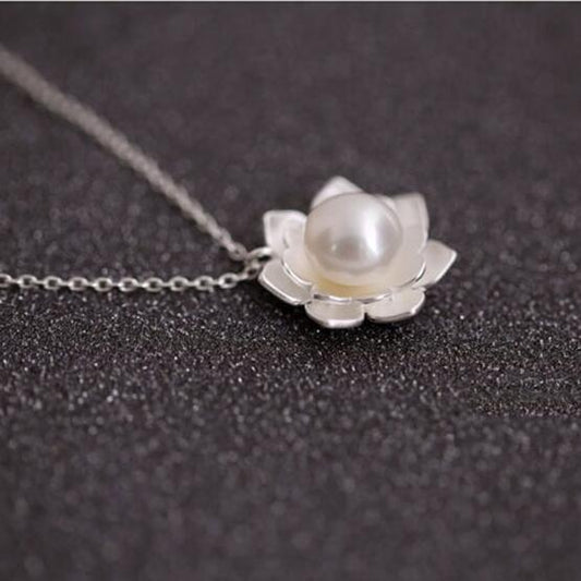 925 Sterling Silber Schmuck Perle Lotus Blume Halsketten Heißer Verkauf Reinem Silber Schmuck Für Frauen 