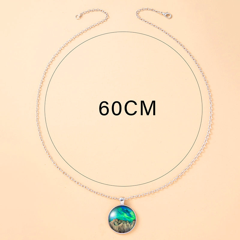 Classic Universe Starry Mountains Necklace Art Picture Cabochon Glass Pendant Necklaces For Women Men Aesthetic Jewelry