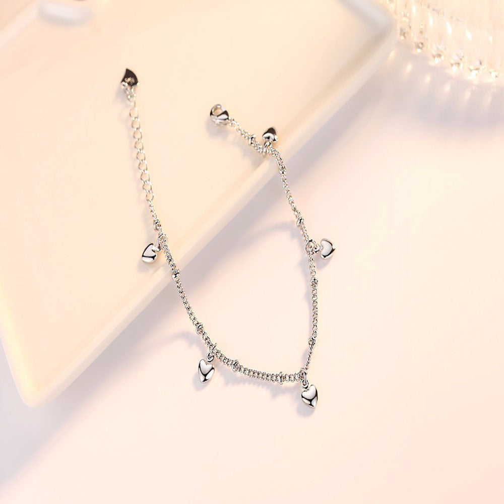 925 Sterling Silver Bracelets For Women Lucky Love Heart Chain Bracelet Jewelry