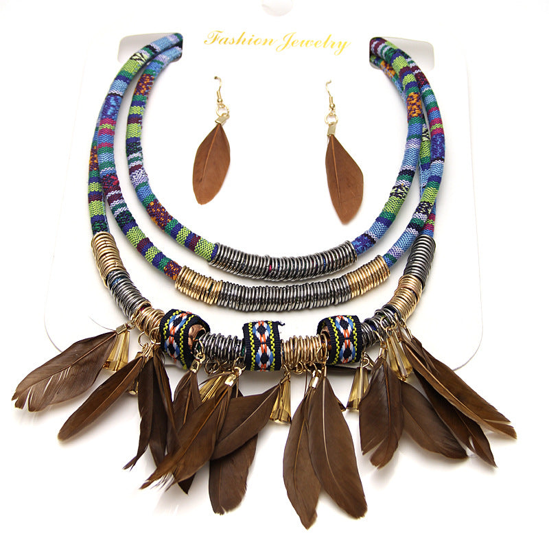 European and American popular necklaces, feather pendants, wholesale, necklaces and earrings