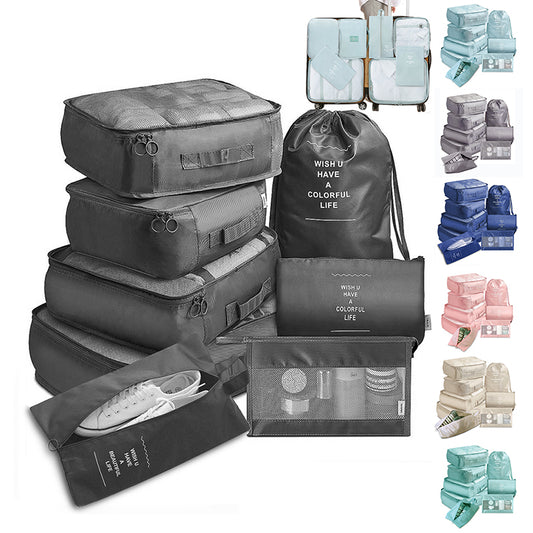 8-teiliges Set Gepäckteilertasche Reiseaufbewahrung Kleidung Unterwäsche Schuhe Organizer Packwürfeltasche