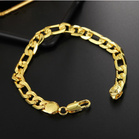 8 Inches Curb Cuban Chain Gold Color Bracelets For Men