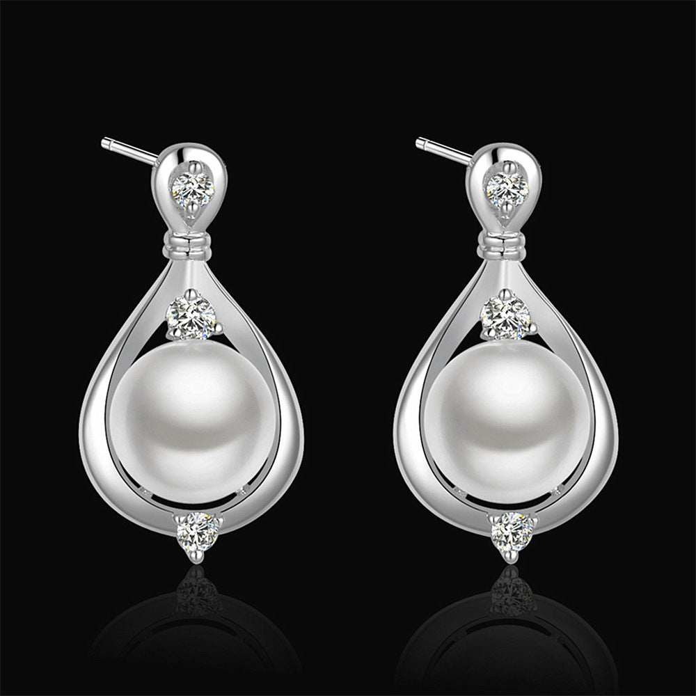 Silver Plated Jewelry Creative Pearl Set Set
