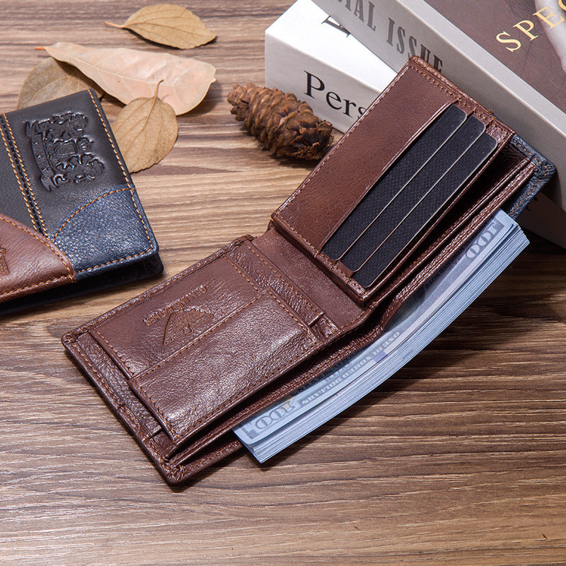 Vintage First Layer Leather Coin Wallet Multi-card Money Clip