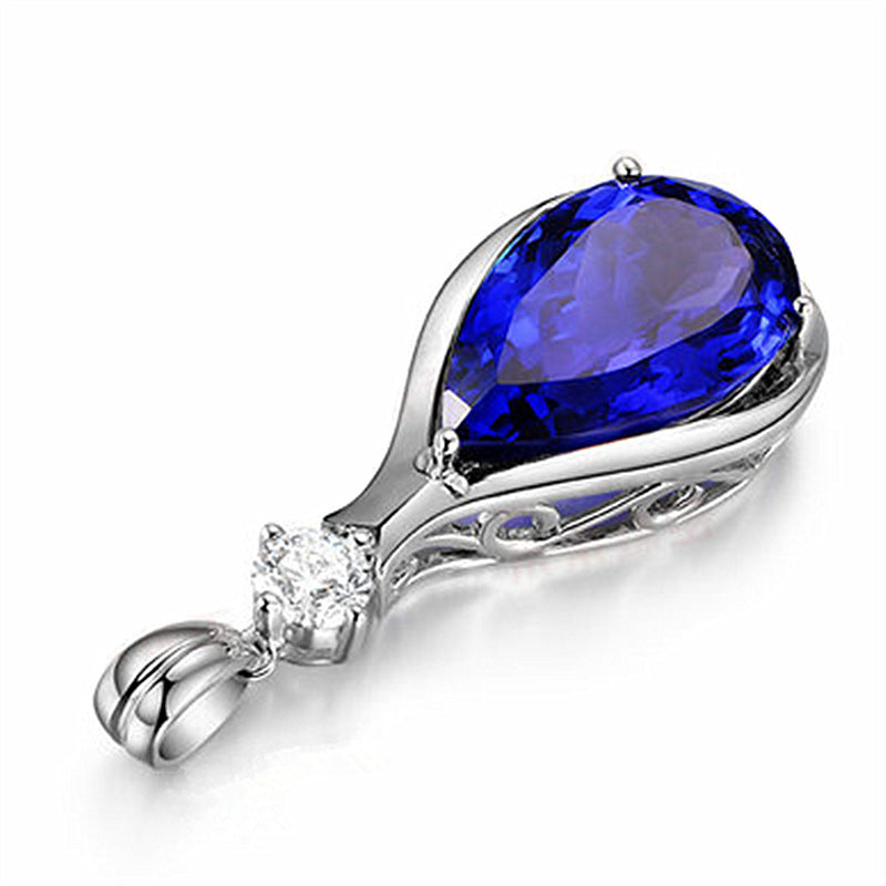 Angel Eyes Blue Crystal Sapphire Tanzanite Pendant Necklaces For Women Jewelry Bijoux Party Fashion Gifts