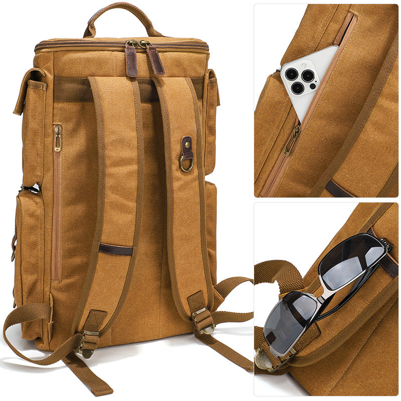 Men's Outdoor Leisure Waterproof Large Capacity Canvas Vintage Backpack