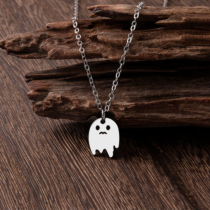 Punk Halloween Stainless Steel Necklace Gothic Ghost Spider Pendant Necklaces For Women Men Jewelry Gift