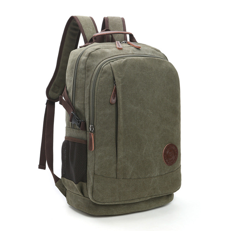Wear-resistant Washed Canvas Men's And Women's Backpacks Street Casual Fashion Large Capacity Multifunctional