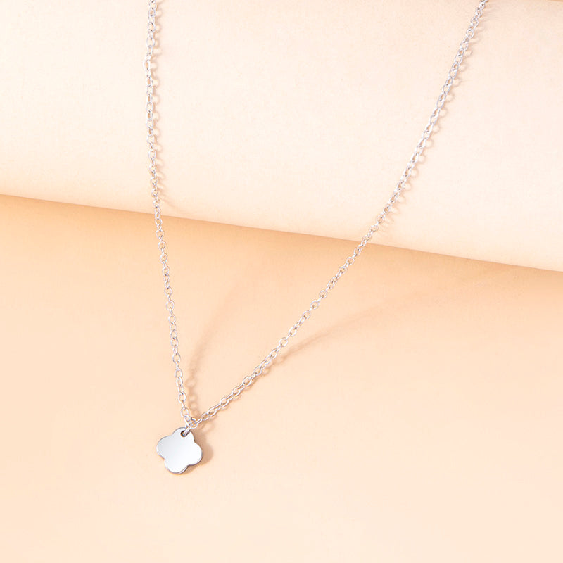 Mode Silber Vierblättriges Kleeblatt Halskette Edelstahl Wolke Anhänger Halsketten Colliers Für Frauen Mädchen