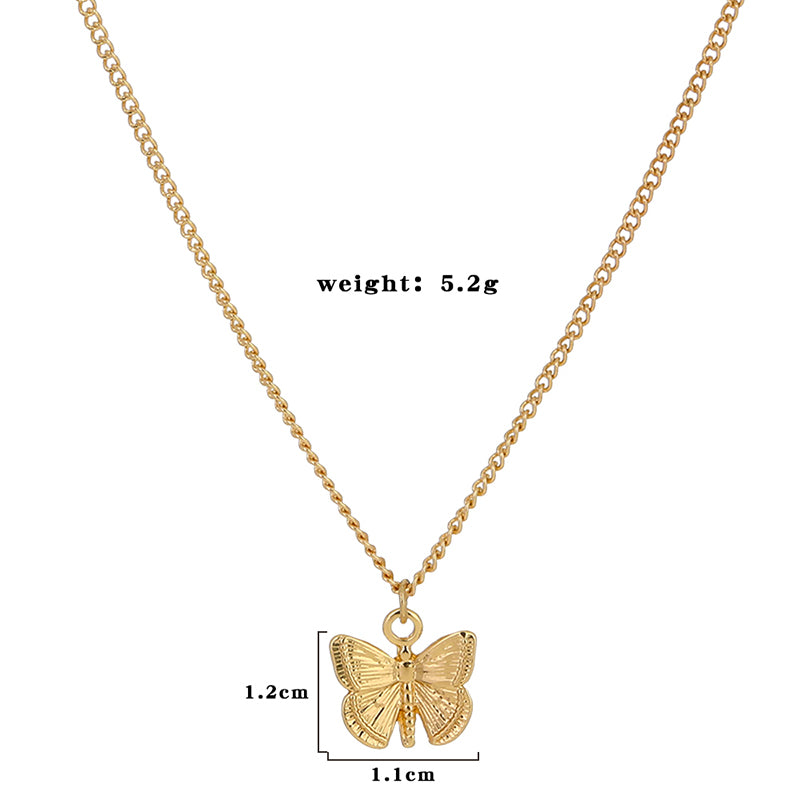 European and American net red necklaces hot-selling gold necklaces, personalized wild small butterfly metal pendants, retro necklaces
