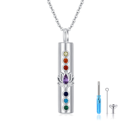 Lotusblüten-Chakra-Urnen-Halsketten für Asche, S925, Feuerbestattungsschmuck, Geschenk für Frauen und Mädchen