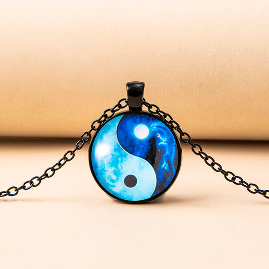 Tai Chi Yin Yang Dragon Glass Necklaces For Men